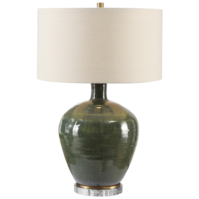 Table Lamps Uttermost Elva Steel&ceramic&crystal This Ceramic Base Is Finished Lamps 27759 792977789711 Table Lamp Beige Blue navy teal turquiose TABLE Blown Glass Crystal Brass Cem 