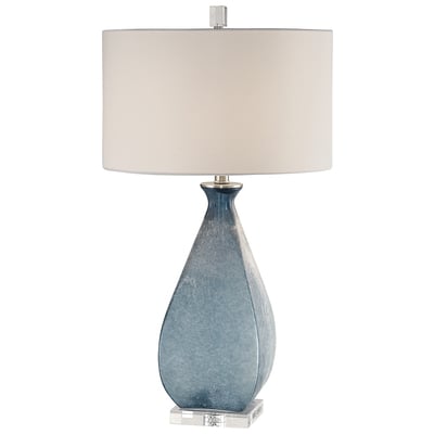 Table Lamps Uttermost Atlantica Steel&crystal&glass Deep Ocean Blue Glass With An Lamps 27823 792977785652 Ocean Blue Lamp Blue navy teal turquiose indig Blown Glass Crystal Cement L 