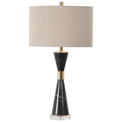 Table Lamps Uttermost Alastair STEEL MARBLE CRYSTAL FABRIC Mid-century Flair Is Added To Lamps 27886 792977780398 Black Marble Table Lamp Beige Black ebonyCream beige i TABLE Blown Glass Crystal Cement L 