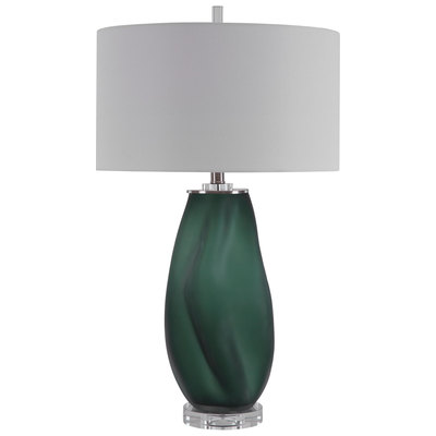 Table Lamps Uttermost Esmeralda Glass crystal iron Showcasing An Organic Shape T Lamps 28278 792977282786 Green Glass Table Lamp Green emerald tealWhite snow TABLE Blown Glass Crystal Cement L 