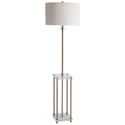 Uttermost Floor Lamps, White,snow, FLOOR,Transitional, Crystal,IRON,Stainless Steel,Steel,Metal,Aluminum, IRON, CRYSTAL,FABRIC, Lamps, Antique Brass Floor Lamp, 792977284155, 28415,65-69 Inches