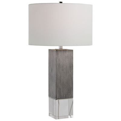 Table Lamps Uttermost Cordata MDF Crystal Iron Fabric Inspired By Modern Lodge Style Lamps 28449 792977284490 Modern Lodge Table Lamp Gray GreyWhite snow Modern Modern Contemporary TA Blown Glass Crystal Cement L 
