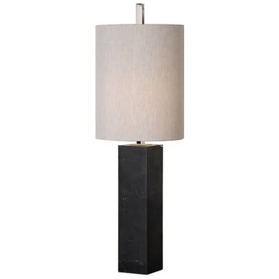 Table Lamps Uttermost Delaney IRON MARBLE AND FABRIC Chunky Black Marble Column Wi Lamps 29359-1 792977293591 Marble Column Accent Lamp Beige Black ebonyCream beige i Blown Glass Crystal Cement L Complete Vanity Sets 