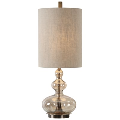 Table Lamps Uttermost Formoso Steel+Glass+fabric Curvaceous Light Amber Glass Lamps 29538-1 792977295380 Amber Glass Table Lamps TABLE Blown Glass Crystal Brass Cem 