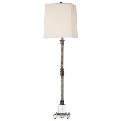 Table Lamps Uttermost Teala CRYSTAL FABRIC IRON This Updated Look On A Classic Lamps 29638-1 792977296387 Aged Black Buffet Lamp Black ebonySilver White snow Buffet Blown Glass Crystal Cement L 
