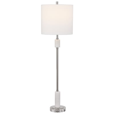 Table Lamps Uttermost Sussex CRYSTAL MARBLE STEEL FABRIC Showcasing A Transitional Eleg Lamps 29793-1 792977297933 Nickel Buffet Lamp White snow Buffet Transitional Blown Glass Crystal Cement L 
