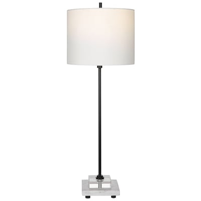 Table Lamps Uttermost Ciara METAL MARBLE FABRIC CRYSTAL Sleek And Simple This Buffet Lamps 29992-1 792977299920 Sleek Buffet Lamp Black ebonyWhite snow Buffet Blown Glass Crystal Cement L 