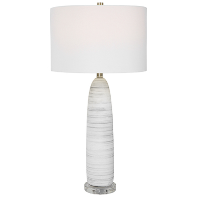 Table Lamps Uttermost Levadia Crystal metal Ceramic Fabric This Sleek Ceramic Table Lamp Lamps 30004-1 792977300046 Matte White Table Lamp Gray GreyWhite snow TABLE Blown Glass Crystal Cement L 