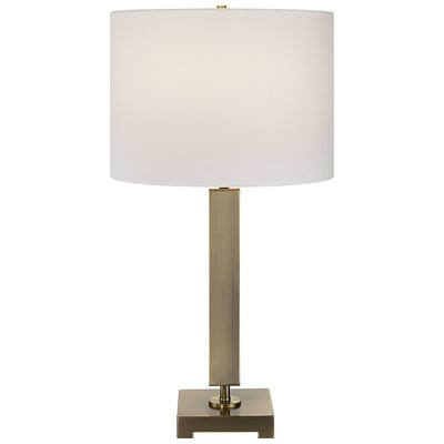 Table Lamps Uttermost Duomo Metal:95% Fabric:5% This Sophisticated Table Lamp Lamps 30014-1 792977300145 Brass Table Lamp White snow TABLE Blown Glass Crystal Brass Cem 