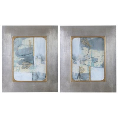 Wall Art Uttermost Gilded Whimsy MDF GLASS PLYWOOD PAPER Light Blue Gray Taupe Gold Art 41613 792977416136 Abstract Print Bluenavytealturquioseindigoaqu Abstract Floral flower flowers Prints Print printed acrylic p 