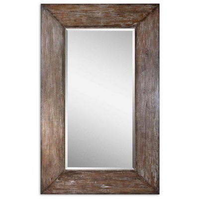 Mirrors Uttermost Langford Chinese Poplar & Glass & Plywo Antiqued Hickory Undertones Wi Mirrors 09505 792977095058 Large Wood Mirrors GrayGrey Horizontal and Vertical Horizo Complete Vanity Sets 
