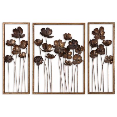 Mirrors Uttermost Metal Tulips Iron Antiqued Gold Leaf With A Char Alternative Wall Decor 12785 792977127858 Wall Art GoldGrayGrey Complete Vanity Sets 