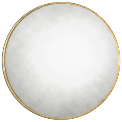 Mirrors Uttermost Junius Round METAL / MDF Heavily Antiqued Gold Leaf Fin Mirrors 13887 792977138878 Round Gold Mirrors Gold Round Complete Vanity Sets 