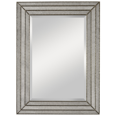 Mirrors Uttermost Seymour Wood Antiqued Mirror Inlays With Bu Mirrors 14465 792977144657 Silver Mirrors Silver Horizontal and Vertical Horizo Complete Vanity Sets 