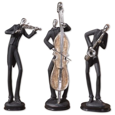 Decorative Figurines and Statu Uttermost Musicians Polyresin Slate Gray Figurines With Silv Accessories 19061 792977190616 Figurines & Sculptures BrownsableGrayGreySilver Figurines Complete Vanity Sets 