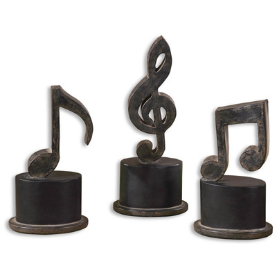 Decorative Figurines and Statu Uttermost Music Notes Metal Mdf Aged Black With A Tan Glaze An Accessories 19280 792977192801 Figurines & Sculptures Blackebony Figurines Complete Vanity Sets 