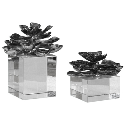 Decorative Figurines and Statu Uttermost Indian Lotus Crystal Resin Simple Elegance Is Achieved By Accessories 20158 792977201589 Figurines & Sculptures Silver Crystal Complete Vanity Sets 