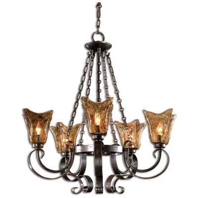 Chandelier Uttermost Vetraio Metal & Brass & Glass Oil Rubbed Bronze With Toffee Lighting Fixtures 21007 792977210079 Chandeliers 5 to 8 Light 5-light 5 light 5 Complete Vanity Sets 