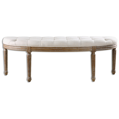 Ottomans and Benches Uttermost Leggett WOOD/FABRIC/FOAM Light And Soft Off-white Line Accent Furniture 23196 792977231968 Benches White snow Complete Vanity Sets 