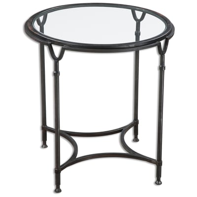 Accent Tables Uttermost Samson METAL AND GLASS Featuring Equestrian Inspired Accent Furniture 24469 792977244692 Accent & End Tables BlackebonyRedBurgundyrubySilve Glass Tables glassMetal Tables Complete Vanity Sets 