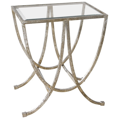 Accent Tables Uttermost Marta IRON TEMPERED GLASS Gracefully Curved In Hand Forg Accent Furniture 24592 792977245927 Accent & End Tables Silver Glass Tables glassMetal Tables Complete Vanity Sets 