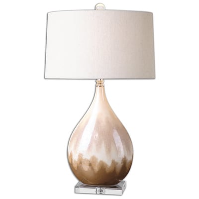 Table Lamps Uttermost Flavian CRYSTAL / CERAMIC Ceramic Base Finished In A Met Lamps 26171-1 792977261712 Glazed Ceramic Lamps Beige Cream beige ivory sand n Jim Parsons TABLE Blown Glass Crystal Cement L Complete Vanity Sets 