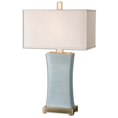 Table Lamps Uttermost Cantarana CERAMIC METAL FABRIC Textured Ceramic Finished In A Lamps 26673-1 792977266731 Blue Gray Table Lamps Beige Blue navy teal turquiose Carolyn Kinder TABLE Blown Glass Crystal Cement L Complete Vanity Sets 