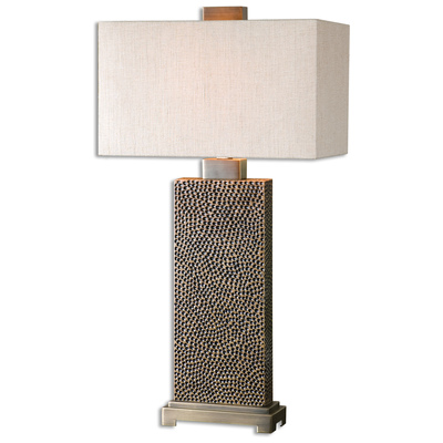 Table Lamps Uttermost Canfield METAL RESIN FABRIC Pitted Base Finished In A Blac Lamps 26938-1 792977269381 Coffee Bronze Table Lamps Beige Brown sableCream beige i Carolyn Kinder TABLE Blown Glass Crystal Cement L Complete Vanity Sets 