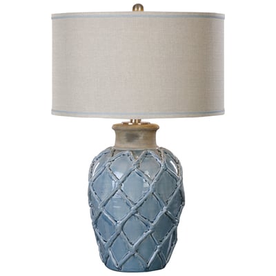 Table Lamps Uttermost Parterre Steel&ceramic Pale Blue Ceramic With A Hand Lamps 27139-1 792977815809 Pale Blue Table Lamp Beige Blue navy teal turquiose Jim Parsons TABLE Blown Glass Crystal Cement L Complete Vanity Sets 