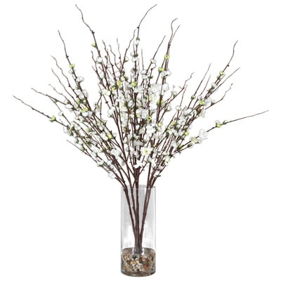 Botanicals Uttermost Quince Blossoms SILK GLASS ACRYLIC ROCKS Effortlessly Arranged As If Fr Accessories 60128 792977601280 Table Top Accessories Creambeigeivorysandnude Boxwood Ceramic Polyfoam Box Branch Bamboo Boxwood Cypress Moss Complete Vanity Sets 