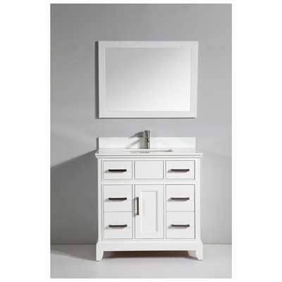 Vanity Art Bathroom Vanities, Single Sink Vanities, 30-40, With Top and Sink, White, 728028402063, VA1036W