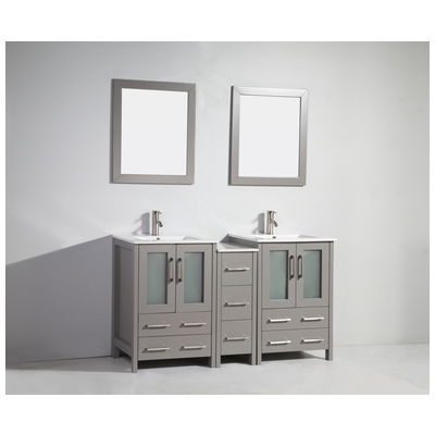 Vanity Art Bathroom Vanities, Double Sink Vanities, 50-70, Gray, 728028403848, VA3024-60G
