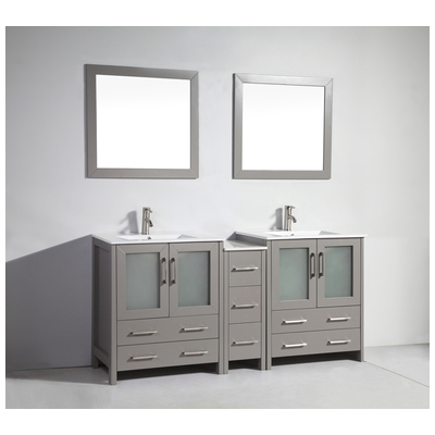 Vanity Art Bathroom Vanities, Double Sink Vanities, 70-90, Gray, 728028403367, VA3030-72G