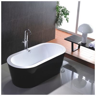 Free Standing Bath Tubs Vanity Art Chrome Black VA6812-BL Blackebony Acrylic Black Chrome 