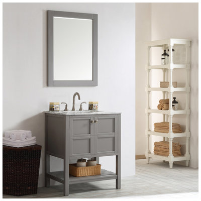 Bathroom Vanities Vinnova Florence Sturdy solid-oak/wood veneer c Grey Finish 713030-GR-CA 600209226814 Single Sink Vanities Under 30 Gray 25 