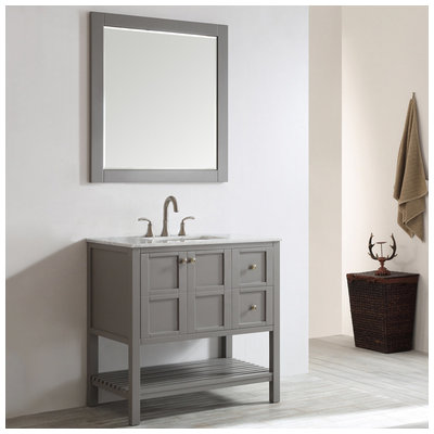 Bathroom Vanities Vinnova Florence Sturdy solid-oak/wood veneer c Grey Finish 713036-GR-CA 600209226838 Single Sink Vanities 30-40 Gray 25 
