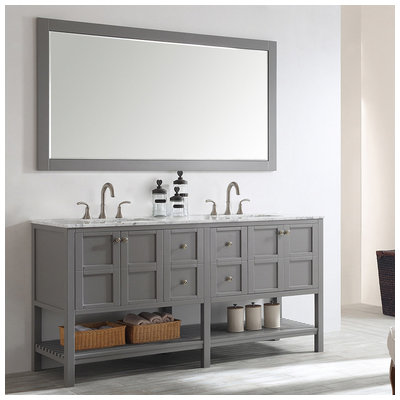 Bathroom Vanities Vinnova Florence Sturdy solid-oak/wood veneer c Grey Finish 713072-GR-CA 600209226890 Double Sink Vanities 70-90 Gray 25 