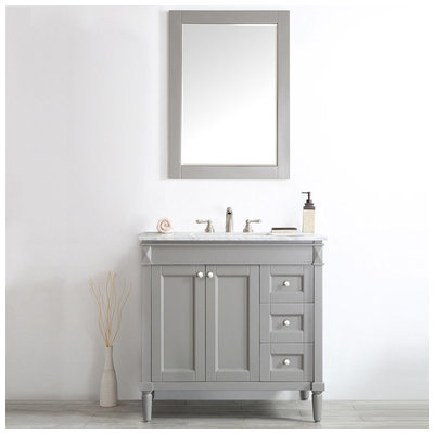 Bathroom Vanities Vinnova Catania Solid Oak Wood with Laminated Grey Finish 715036-GR-CA 600209227477 30-40 Gray 25 