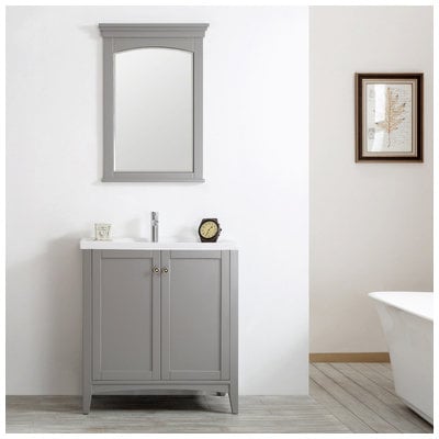 Bathroom Vanities Vinnova Asti Solid Oak Wood with Laminated Grey Finish 746030-GR-WH 600209227514 30-40 Gray 25 