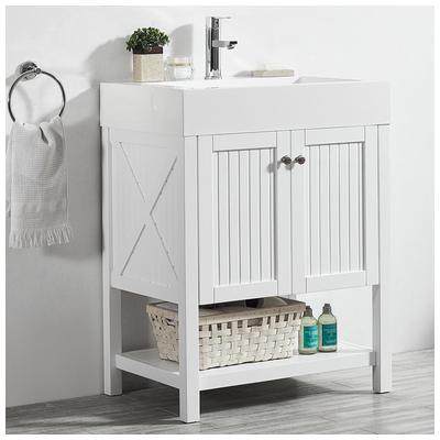 Bathroom Vanities Vinnova Pavia Sturdy solid-oak/wood veneer c White Finish 755028-WH-WH 600209228931 Single Sink Vanities Under 30 White 25 