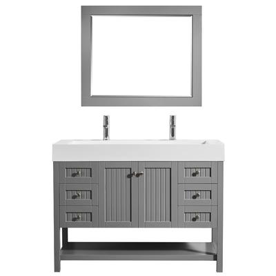 Bathroom Vanities Vinnova Pavia Sturdy solid-oak/wood veneer c Grey Finish 755048-GR-WH 600209229037 Single Sink Vanities 40-50 Gray 25 