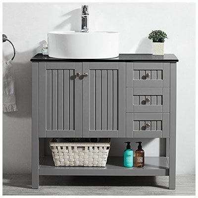 Bathroom Vanities Vinnova Modena Sturdy solid-oak/wood veneer c Grey Finish 756036-GR-BG 600209229136 30-40 Gray 25 