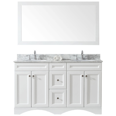 Virtu Bathroom Vanities, Double Sink Vanities, white, Complete Vanity Sets, Light, Transitional, Solid wood frame construction, Freestanding, Bathroom Vanity Set, 840166134627, ED-25060-WMRO-WH-001