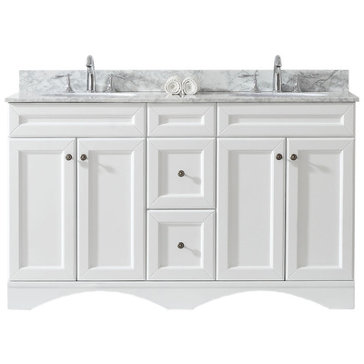 Virtu Bathroom Vanities, Double Sink Vanities, white, With Top and Sink, Light, Transitional, Solid wood frame construction, Freestanding, Bathroom Vanity Set, 840166158814, ED-25060-WMRO-WH-001-NM