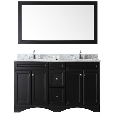 Virtu Bathroom Vanities, Double Sink Vanities, Dark Brown, Complete Vanity Sets, Dark, Transitional, Solid wood frame construction, Freestanding, Bathroom Vanity Set, 840166134658, ED-25060-WMSQ-ES-001
