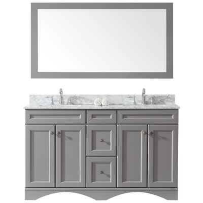 Virtu Bathroom Vanities, Double Sink Vanities, Gray, Complete Vanity Sets, Medium, Transitional, Solid wood frame construction, Freestanding, Bathroom Vanity Set, 840166151211, ED-25060-WMSQ-GR-002