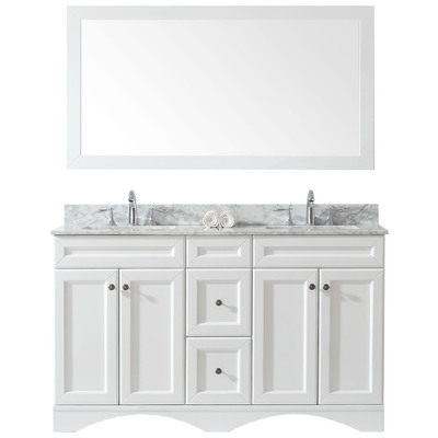 Virtu Bathroom Vanities, Double Sink Vanities, 50-70, Transitional, white, Complete Vanity Sets, Light, Transitional, Solid wood frame construction, Freestanding, Bathroom Vanity Set, 840166134566, ED-25060-WMSQ-WH