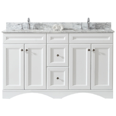 Virtu Bathroom Vanities, Double Sink Vanities, white, With Top and Sink, Light, Transitional, Solid wood frame construction, Freestanding, Bathroom Vanity Set, 840166158777, ED-25060-WMSQ-WH-001-NM