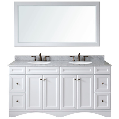 Virtu Bathroom Vanities, Double Sink Vanities, 70-90, Transitional, white, Complete Vanity Sets, Light, Transitional, Italian Carrara White Marble, Solid wood frame construction, Freestanding, Bathroom Vanity Set, 816729017881, ED-25072-WMRO-WH