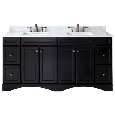 Virtu Bathroom Vanities, Double Sink Vanities, 70-90, Transitional, Dark Brown, With Top and Sink, Dark, Transitional, Solid wood frame construction, Freestanding, Bathroom Vanity Set, 840166135174, ED-25072-WMSQ-ES-NM